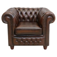 Vintage English Chesterfield Tufted Leather Club Chair