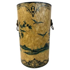 Vintage English-Chinoiserie “Papier Mache” Painted Umbrella Stand