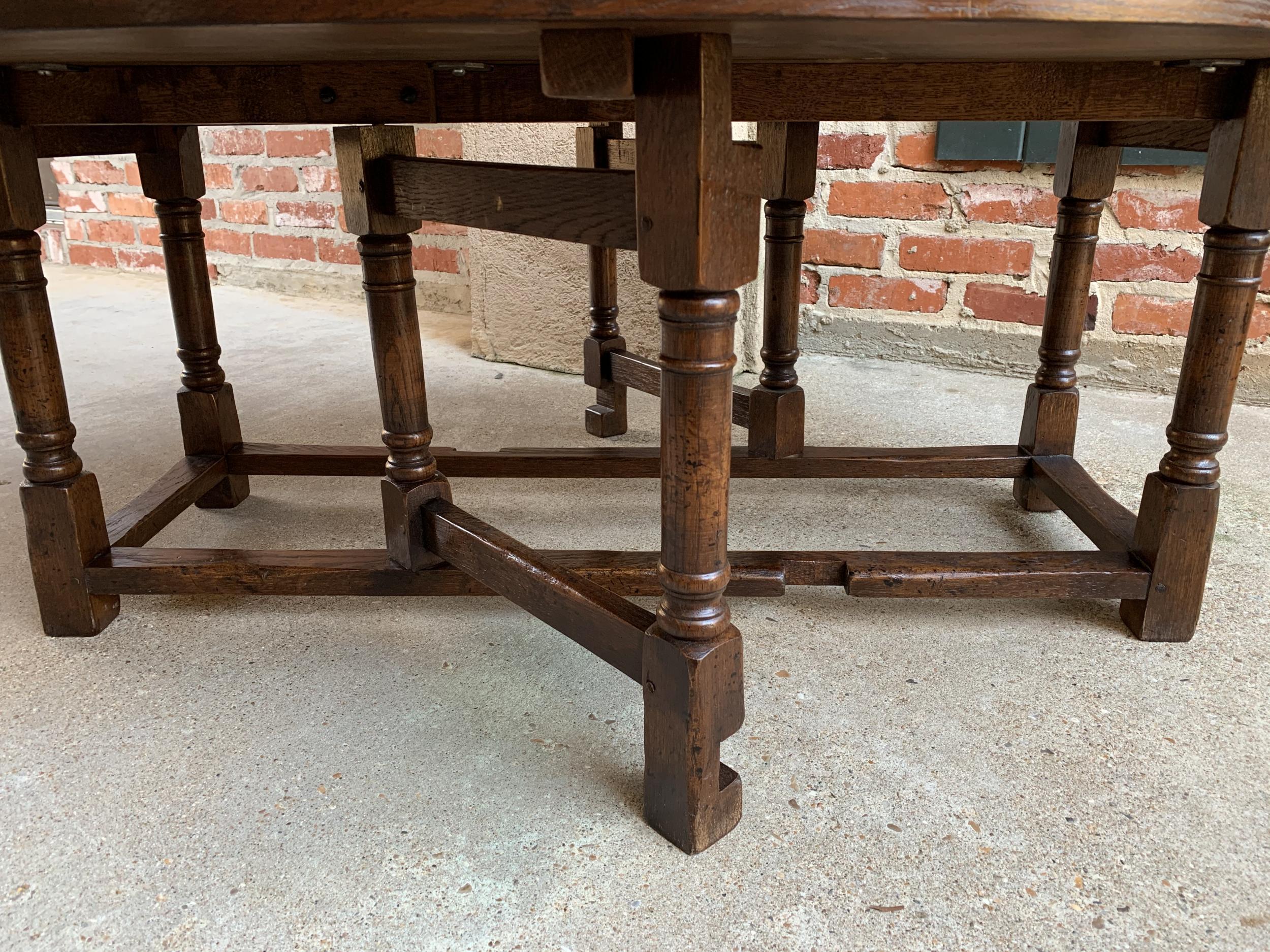 Vintage English Coffee Table Drop Leaf  Jacobean Gate Leg Wake Table Design 4