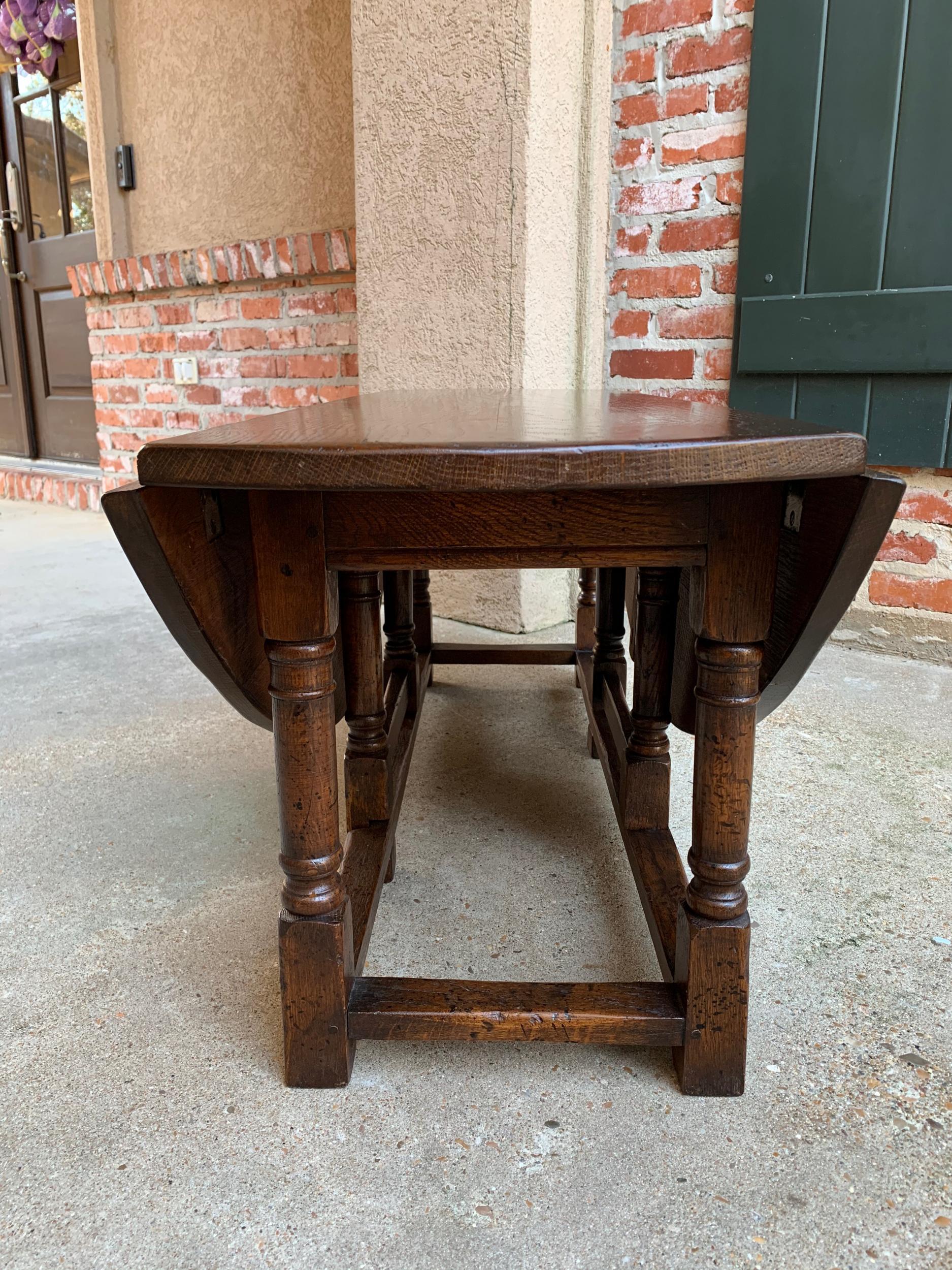 Vintage English Coffee Table Drop Leaf  Jacobean Gate Leg Wake Table Design 9