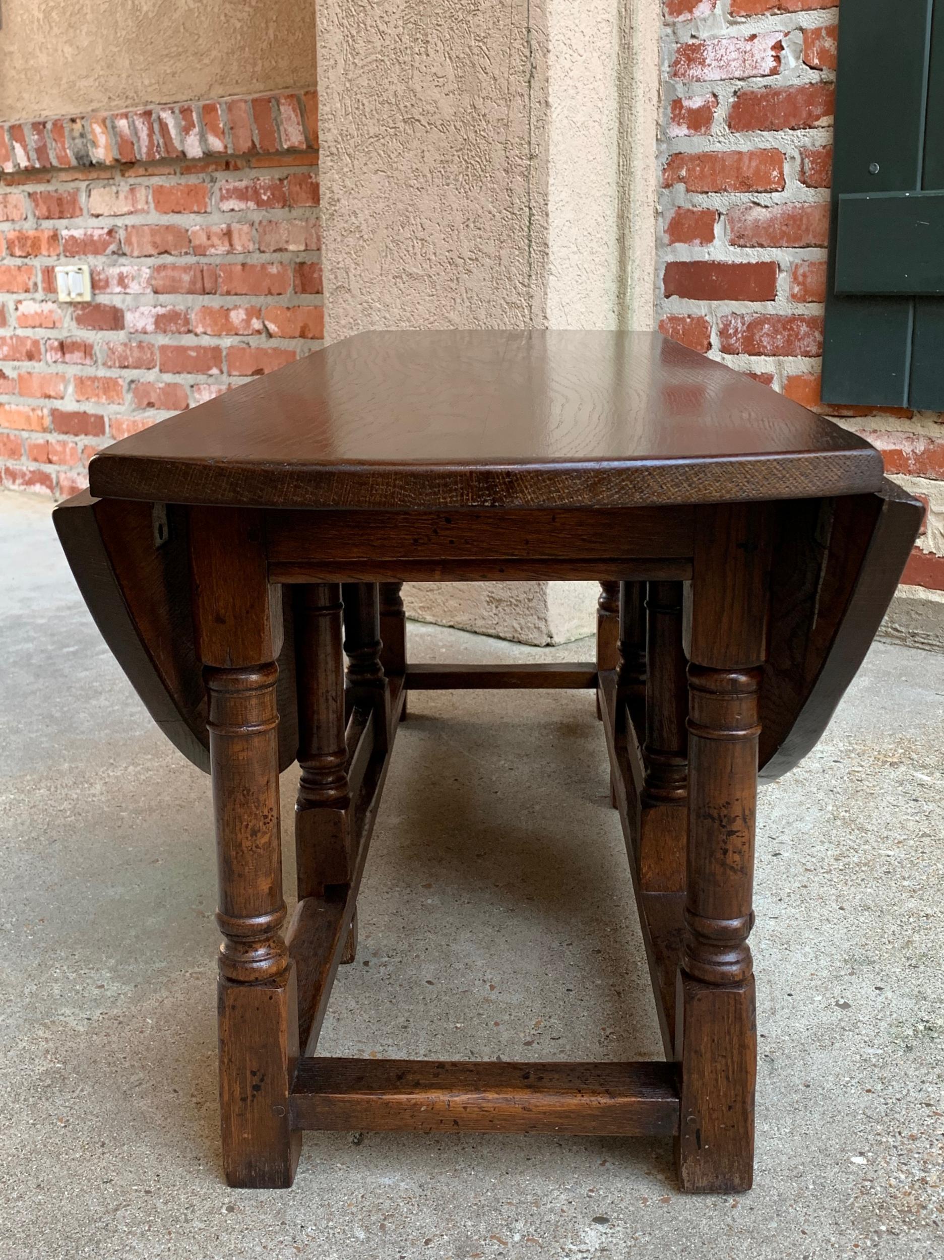 Vintage English Coffee Table Drop Leaf  Jacobean Gate Leg Wake Table Design 3