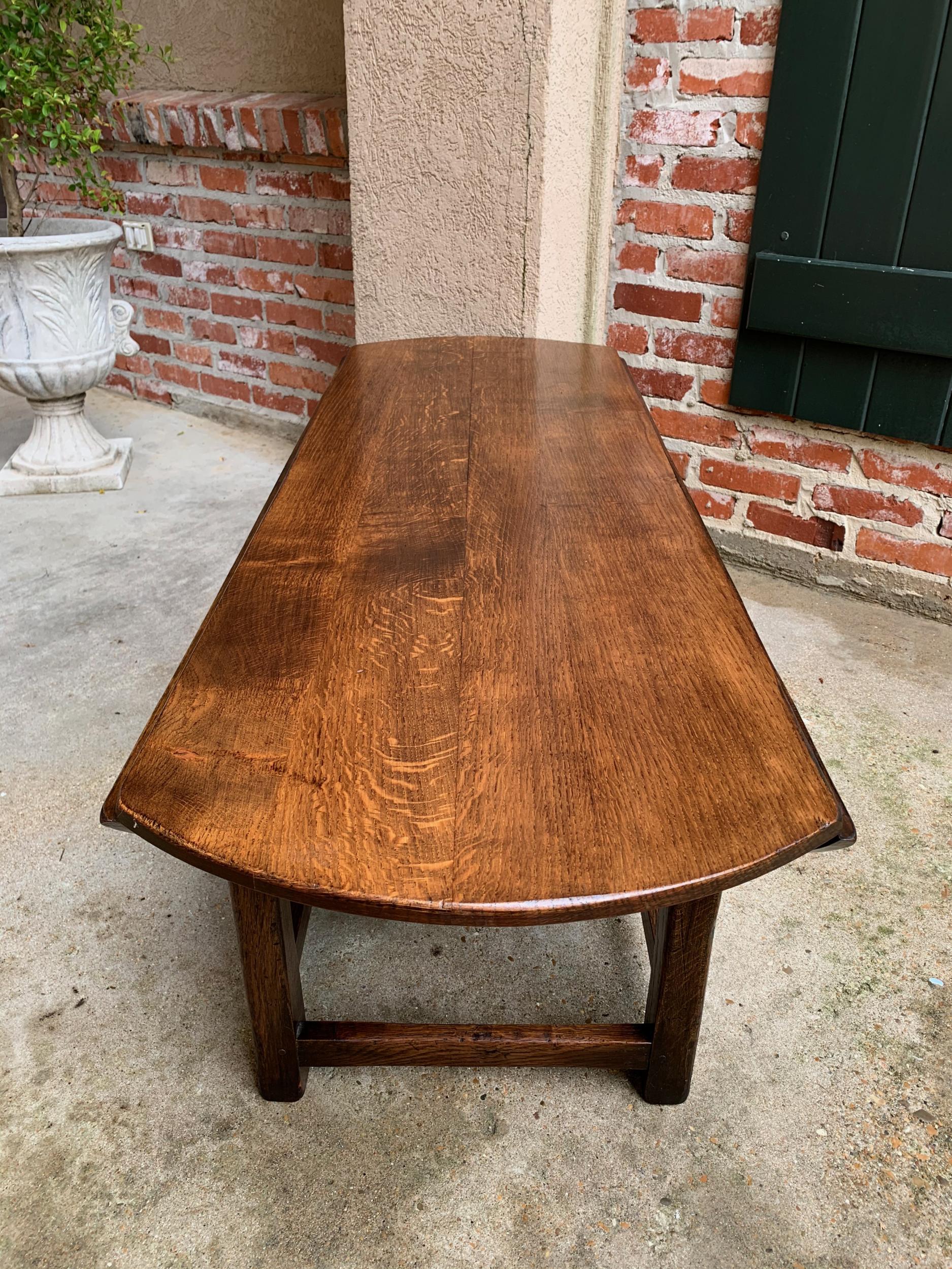 Vintage English Coffee Table Slender Drop Leaf Wake Table Oval Mid Century 1