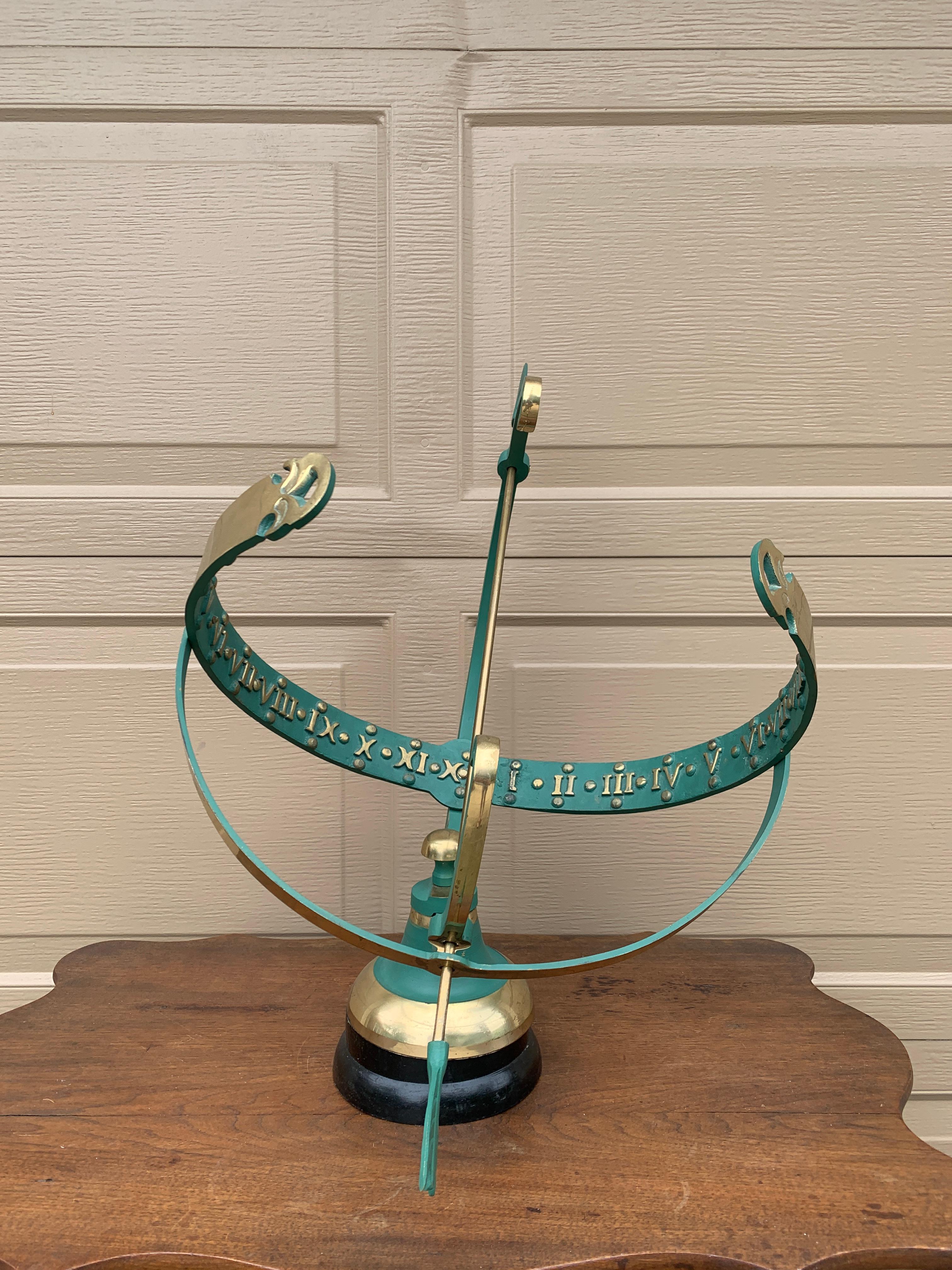 Vintage English Country Brass and Copper Garden Armillary Sundial 4