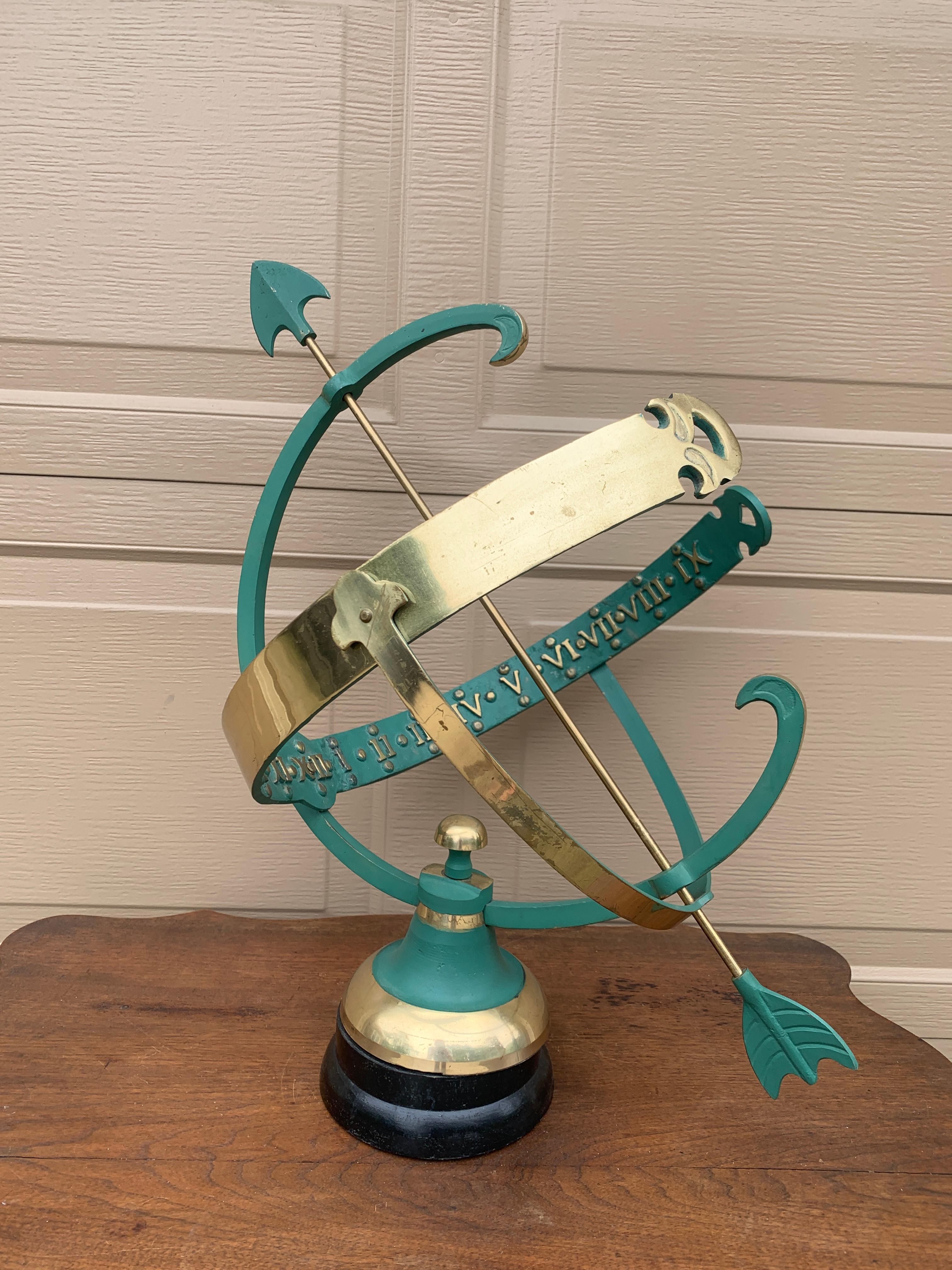 Vintage English Country Brass and Copper Garden Armillary Sundial 7