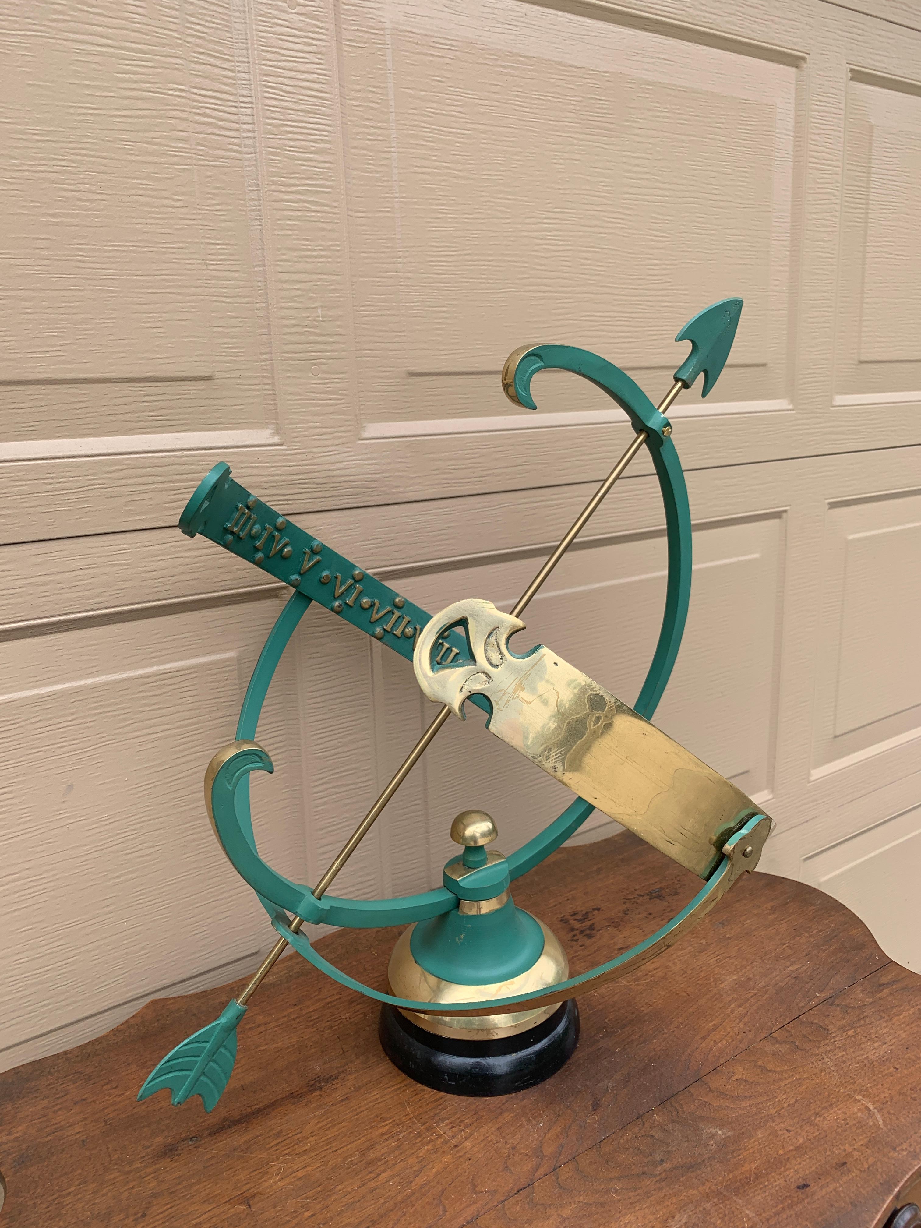 American Vintage English Country Brass and Copper Garden Armillary Sundial