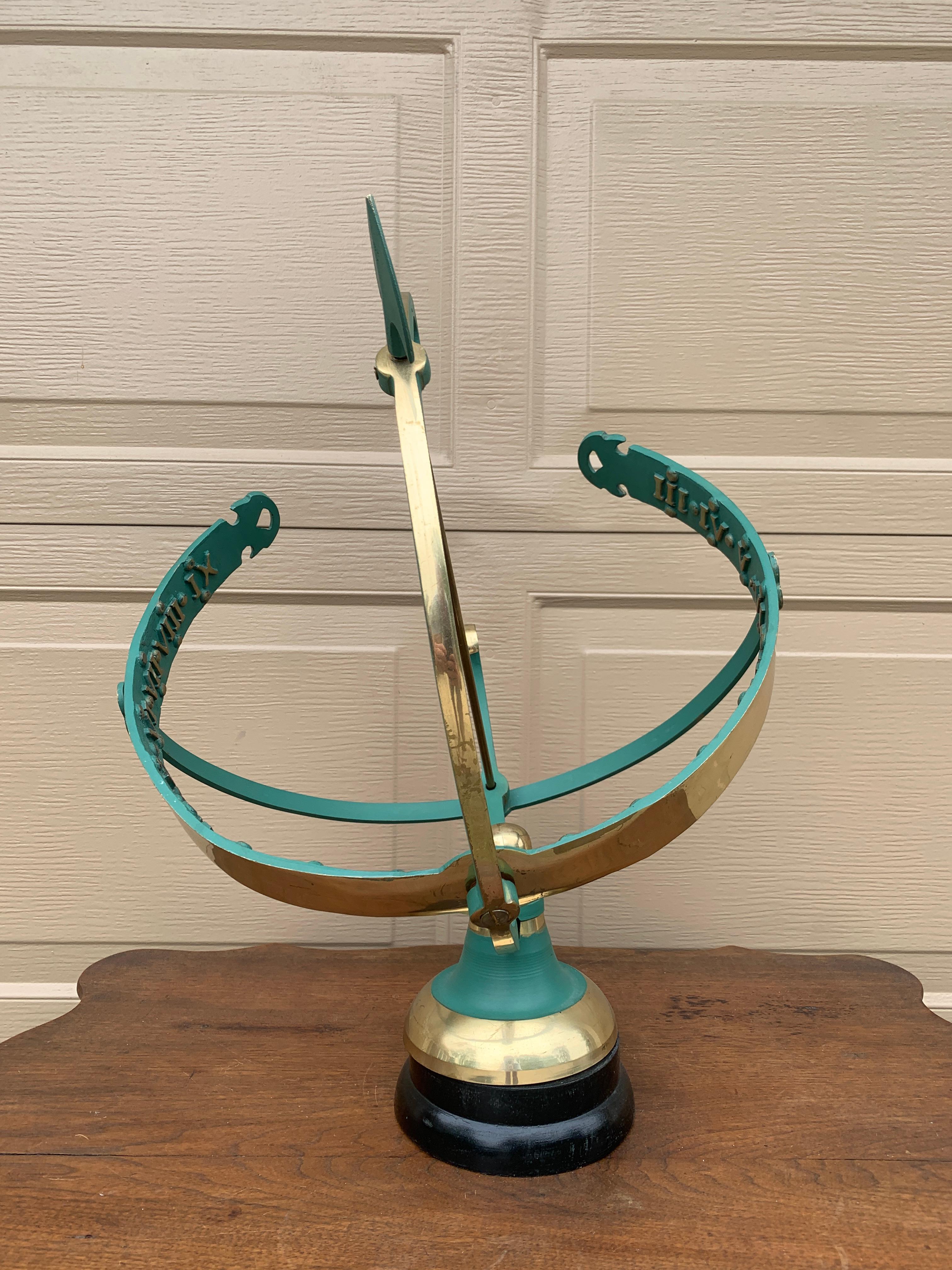 Vintage English Country Brass and Copper Garden Armillary Sundial 1