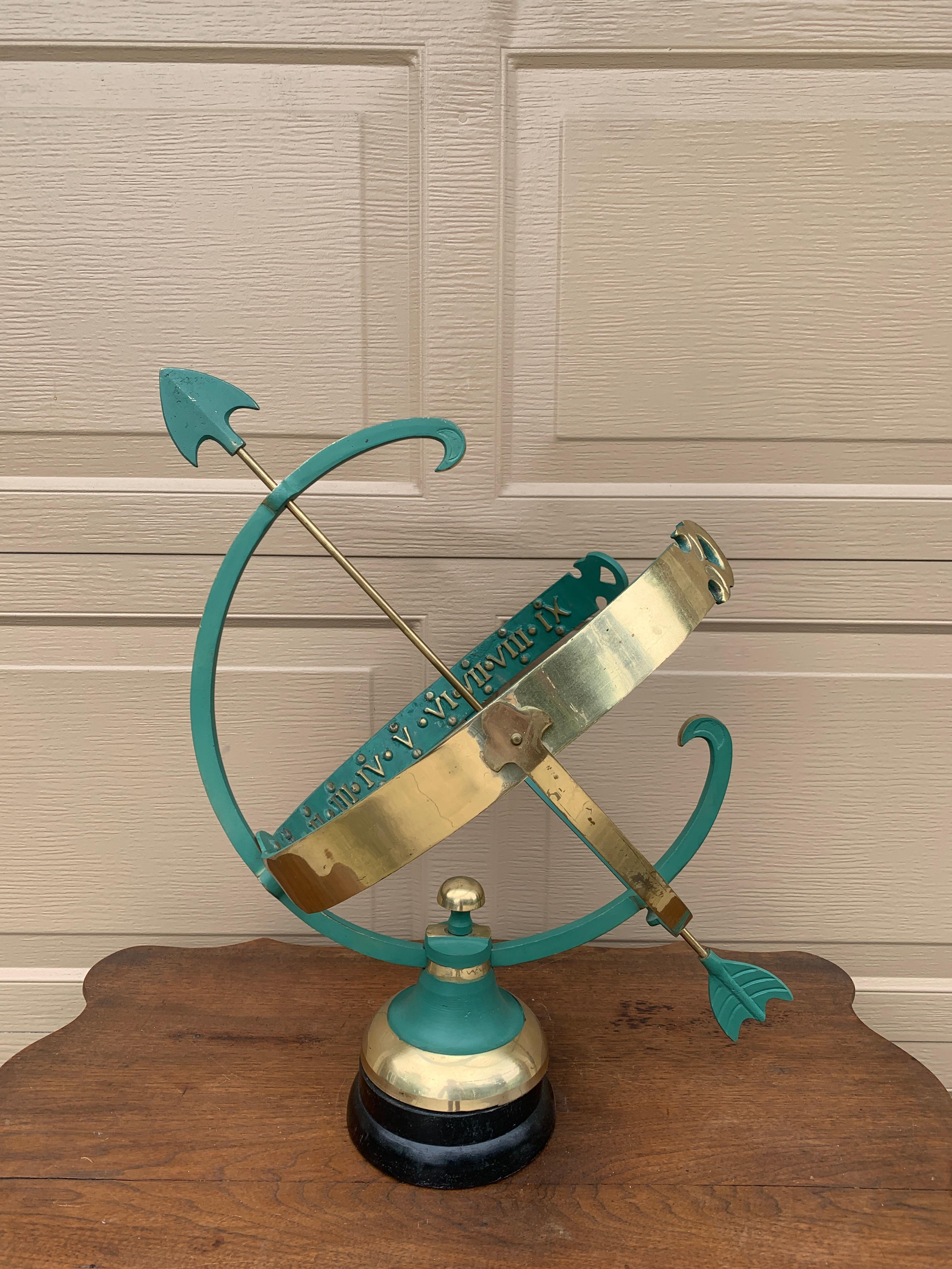Vintage English Country Brass and Copper Garden Armillary Sundial 2
