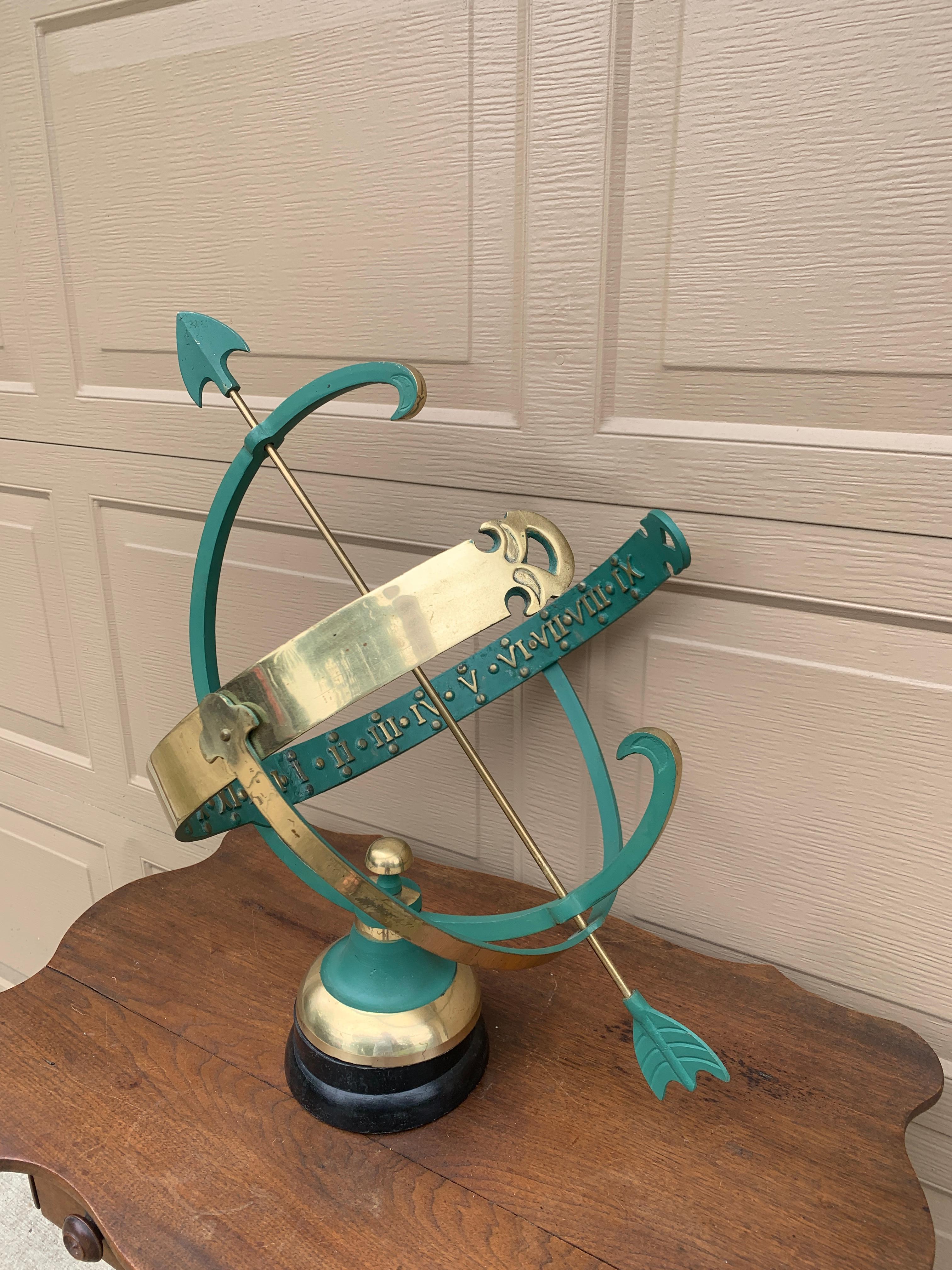 Vintage English Country Brass and Copper Garden Armillary Sundial 3