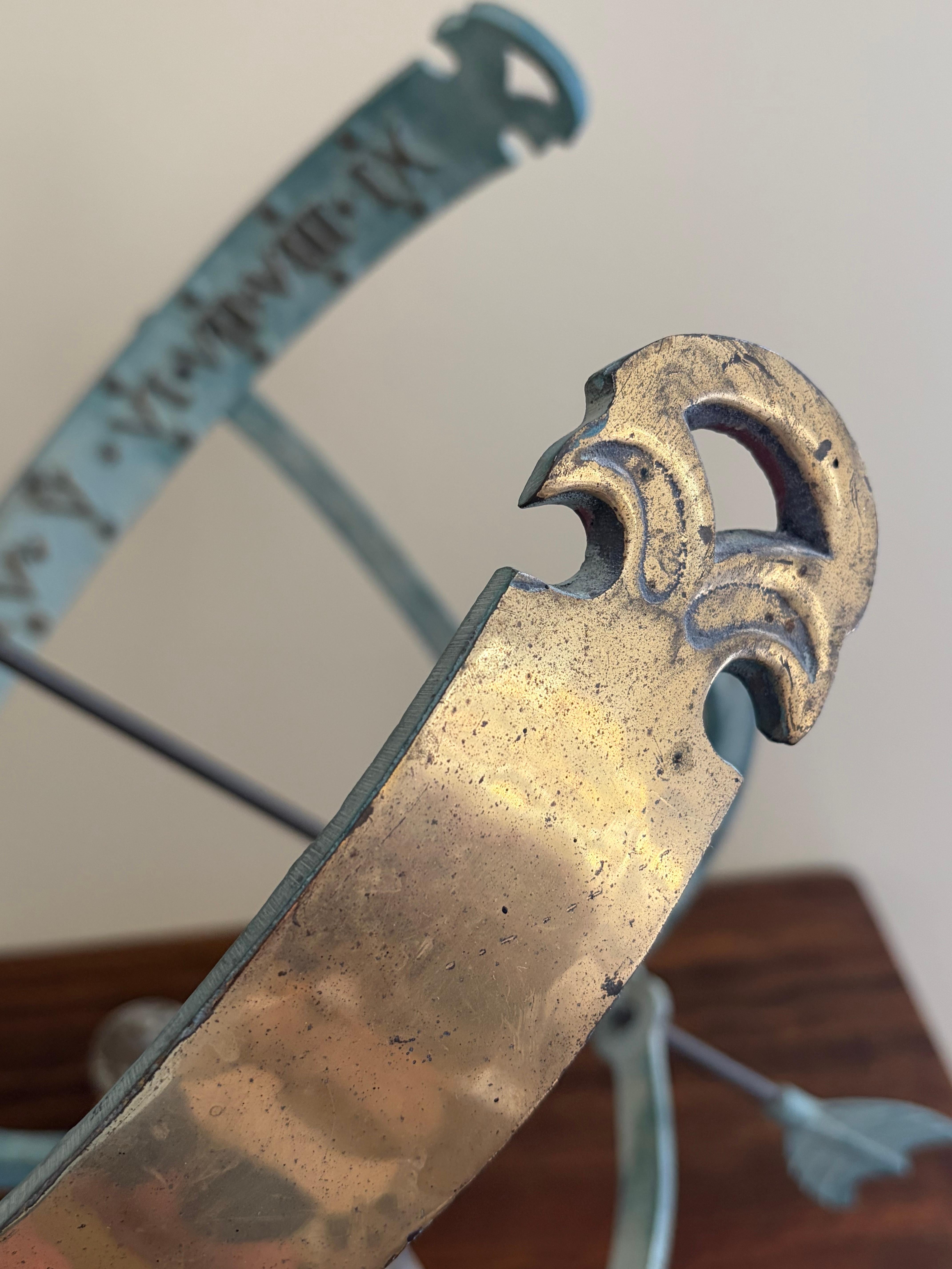 Vintage English Country Brass and Iron Verdigris Garden Armillary Sundial im Angebot 4