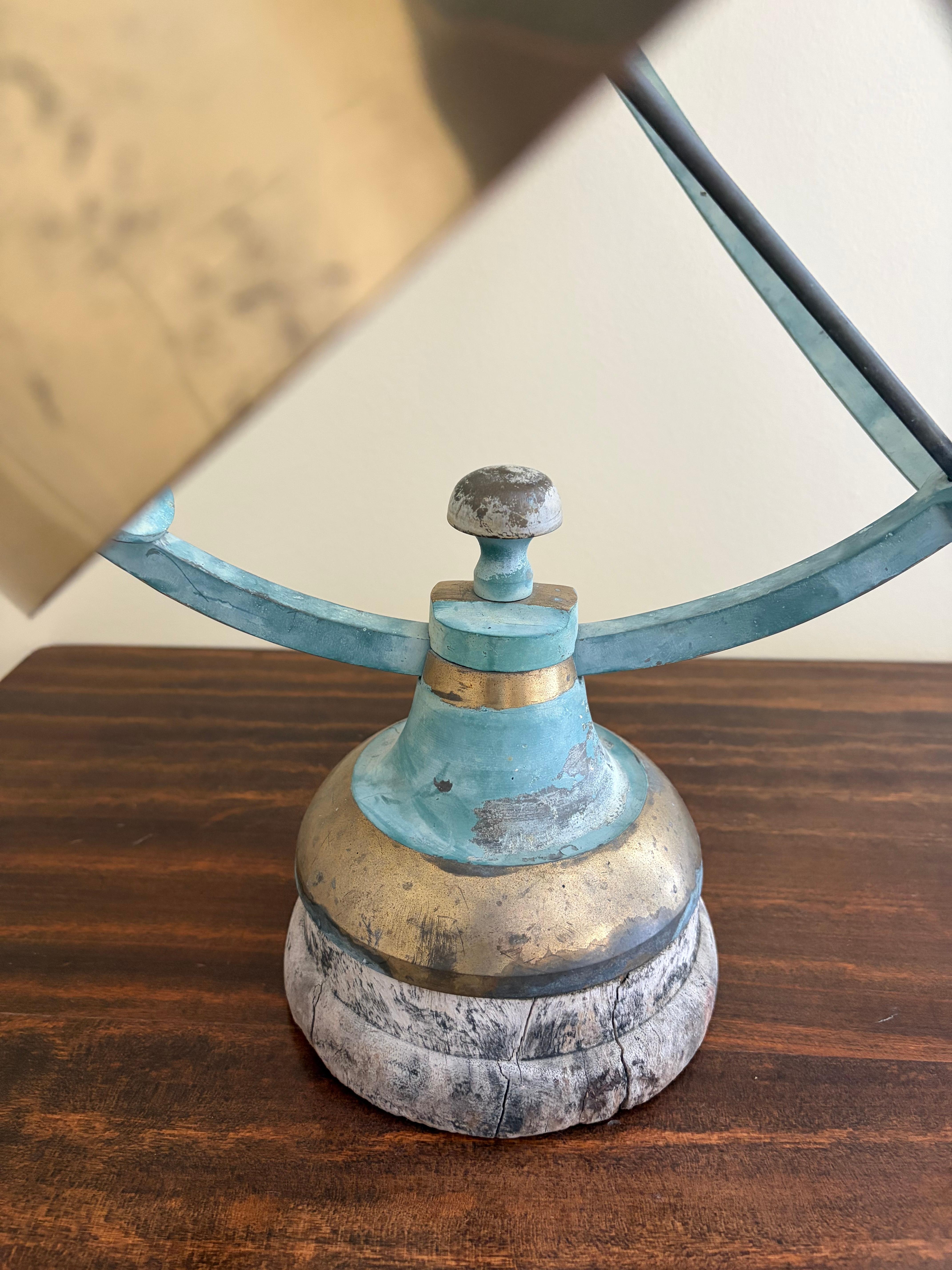 Vintage English Country Brass and Iron Verdigris Garden Armillary Sundial im Angebot 1