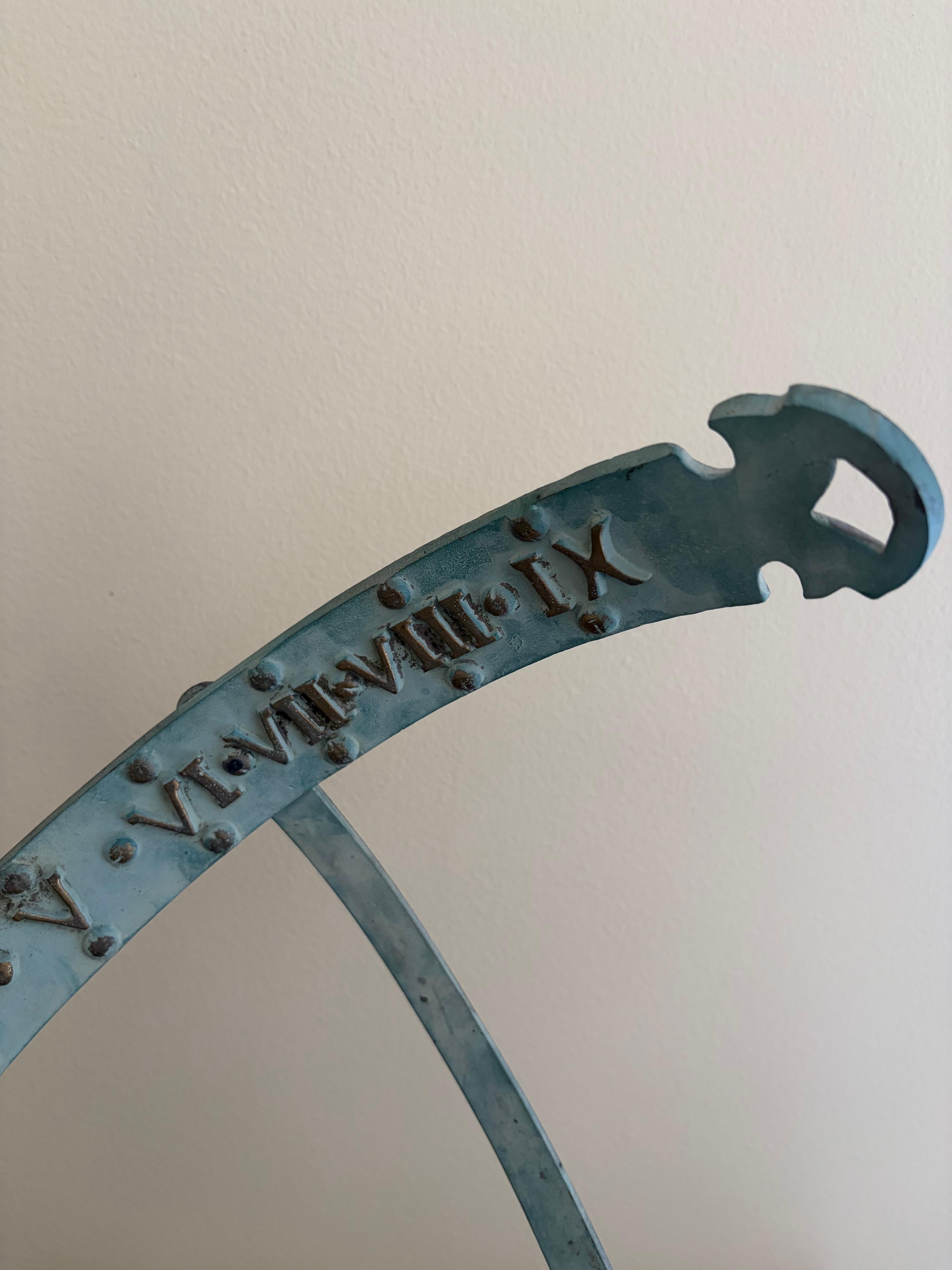 Vintage English Country Brass and Iron Verdigris Garden Armillary Sundial im Angebot 2