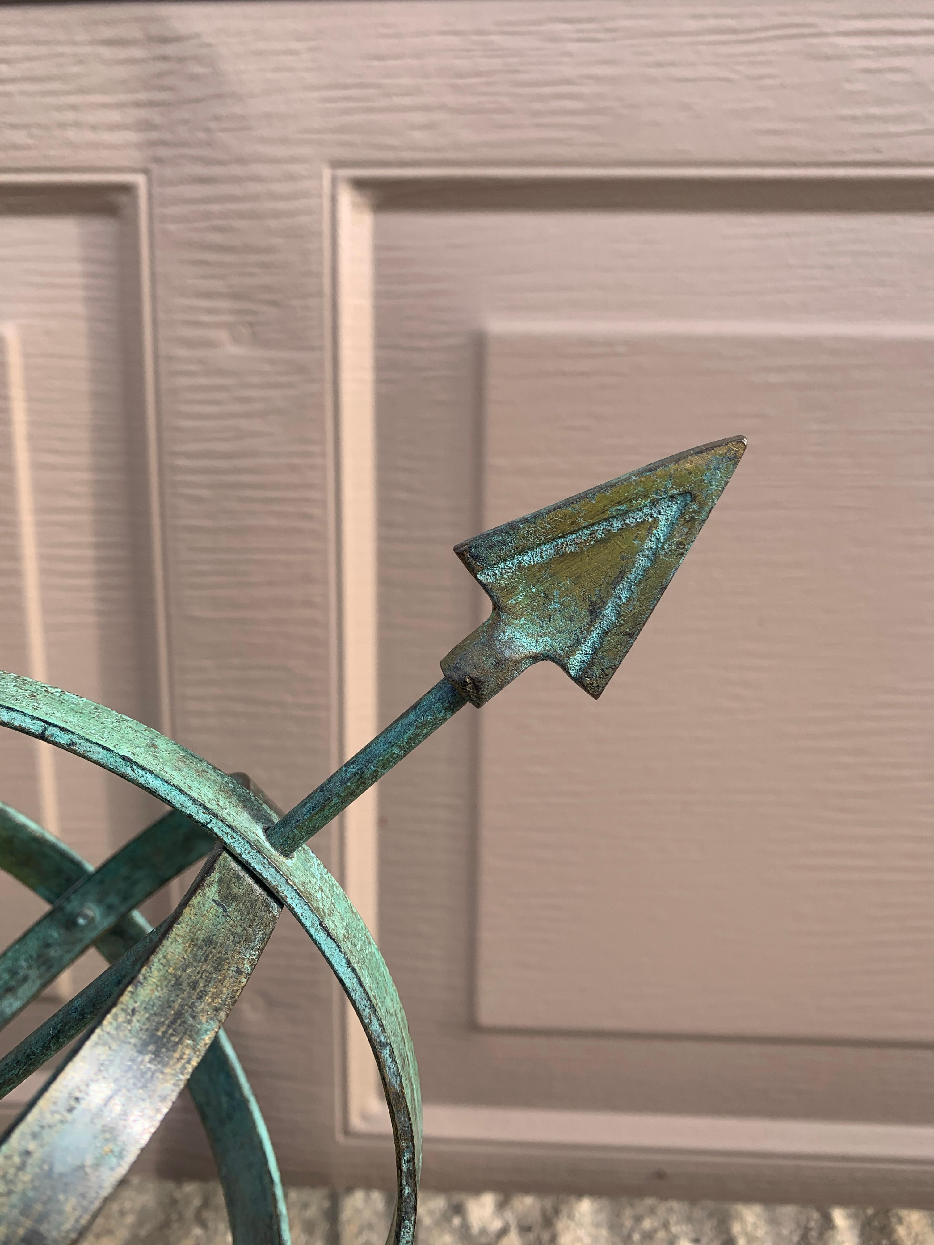 Vintage English Land Messing Verdigris Garten Armillar Sonnenuhr im Angebot 5