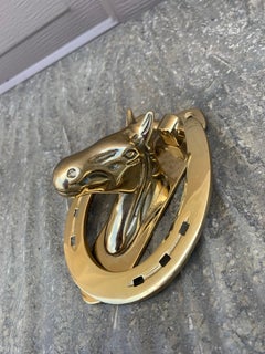 Vintage English Country Cast Brass Equestrian Horse Door Knocker