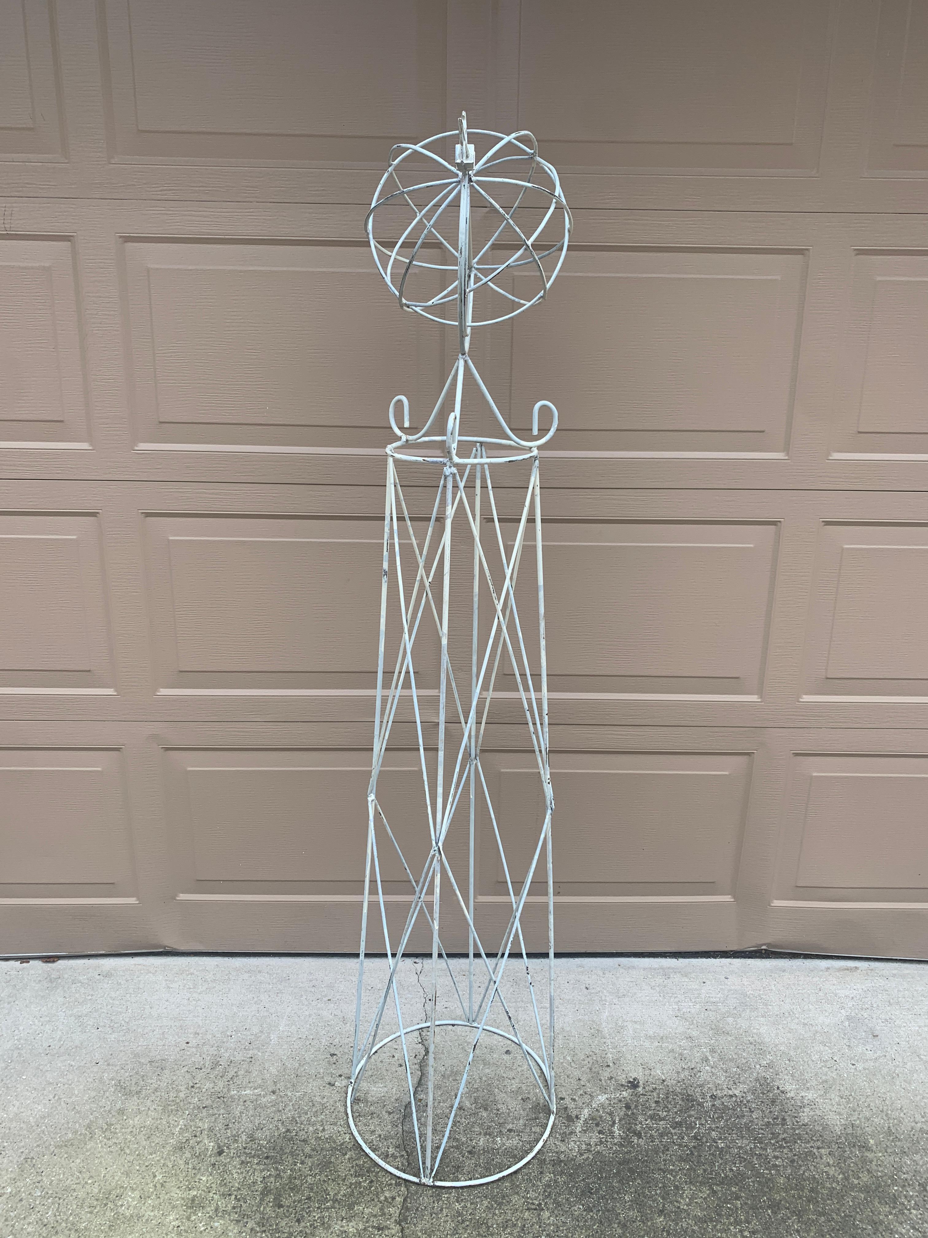 Vintage English Country Classical White Wrought Iron Garden Armillary Sundial For Sale 5