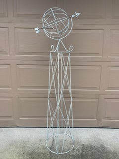 Large Classical White Iron Armillary Sphere Garden Sculpture on Stand