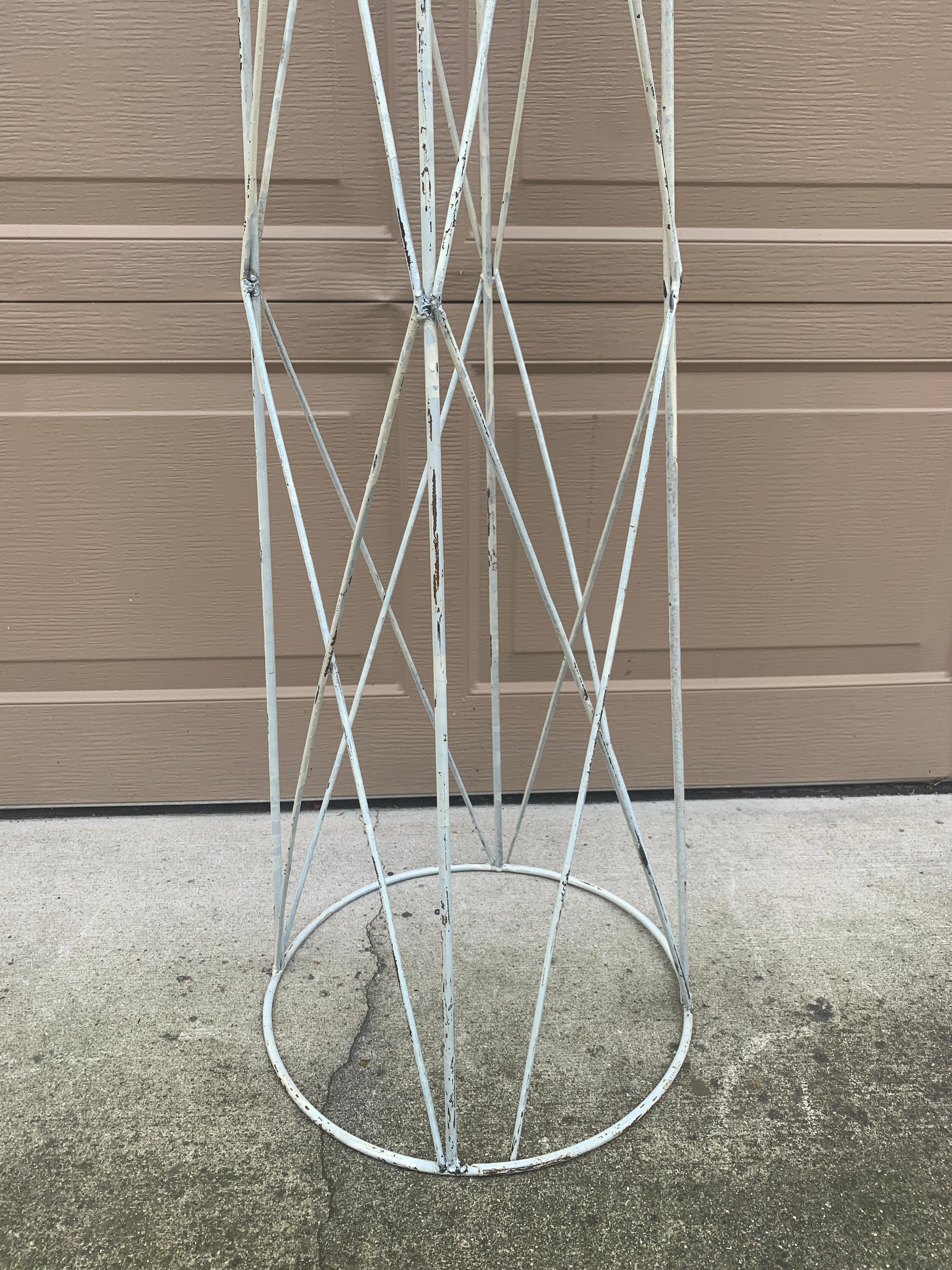 Vintage English Country Classical White Wrought Iron Garden Armillary Sundial For Sale 2