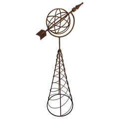 Vintage English Country Classical Wrought Iron Garden Armillary Sonnenuhr auf Stand