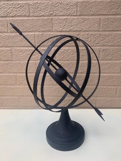 Vintage English Country Iron Black Garden Armillary Sundial