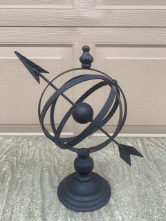 Vintage English Country Iron Black Garden Armillary Sundial