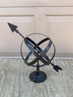Vintage English Country Iron Black Garden Armillary Sundial