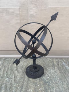 Vintage English Country Iron Black Garden Armillary Sundial