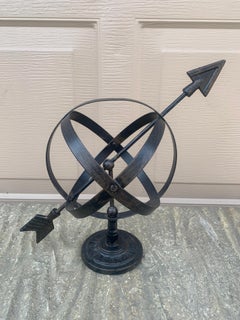 Vintage English Country Iron Black Garden Armillary Sundial