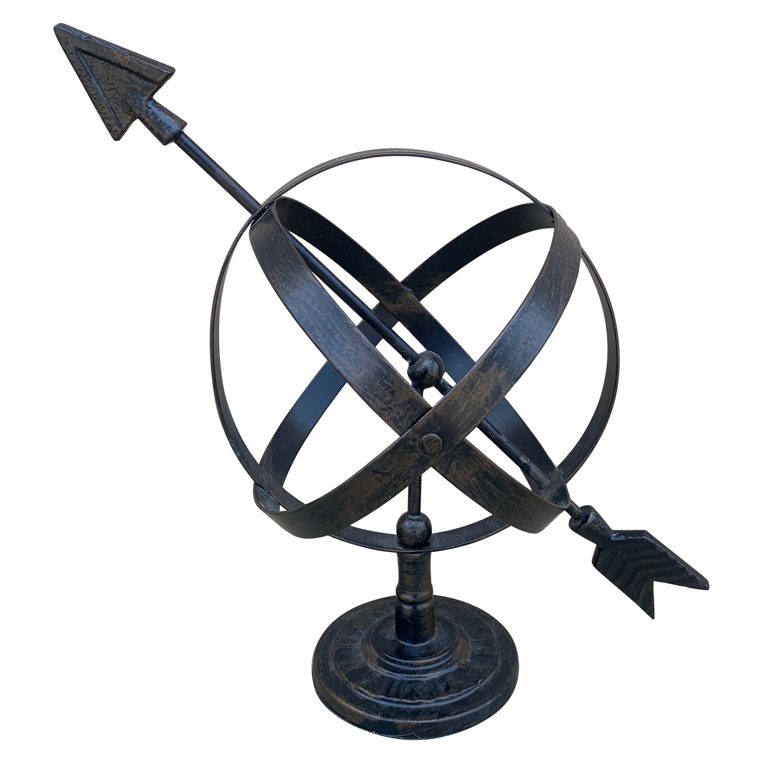 Vintage English Country Iron Black Garden Armillary Sundial