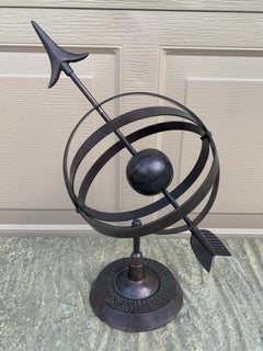 Vintage English Country Iron Bronze Garden Armillary Sundial