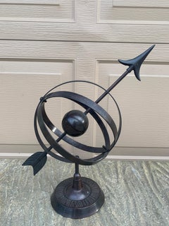 Black Iron Armillary Globe Sculpture – Traditional Landscape & Garden Decor