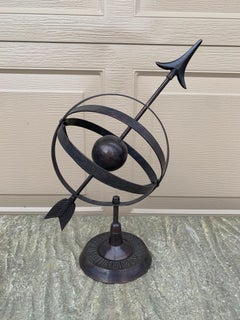 Black Iron Armillary Globe Sculpture – Traditional Landscape & Garden Decor