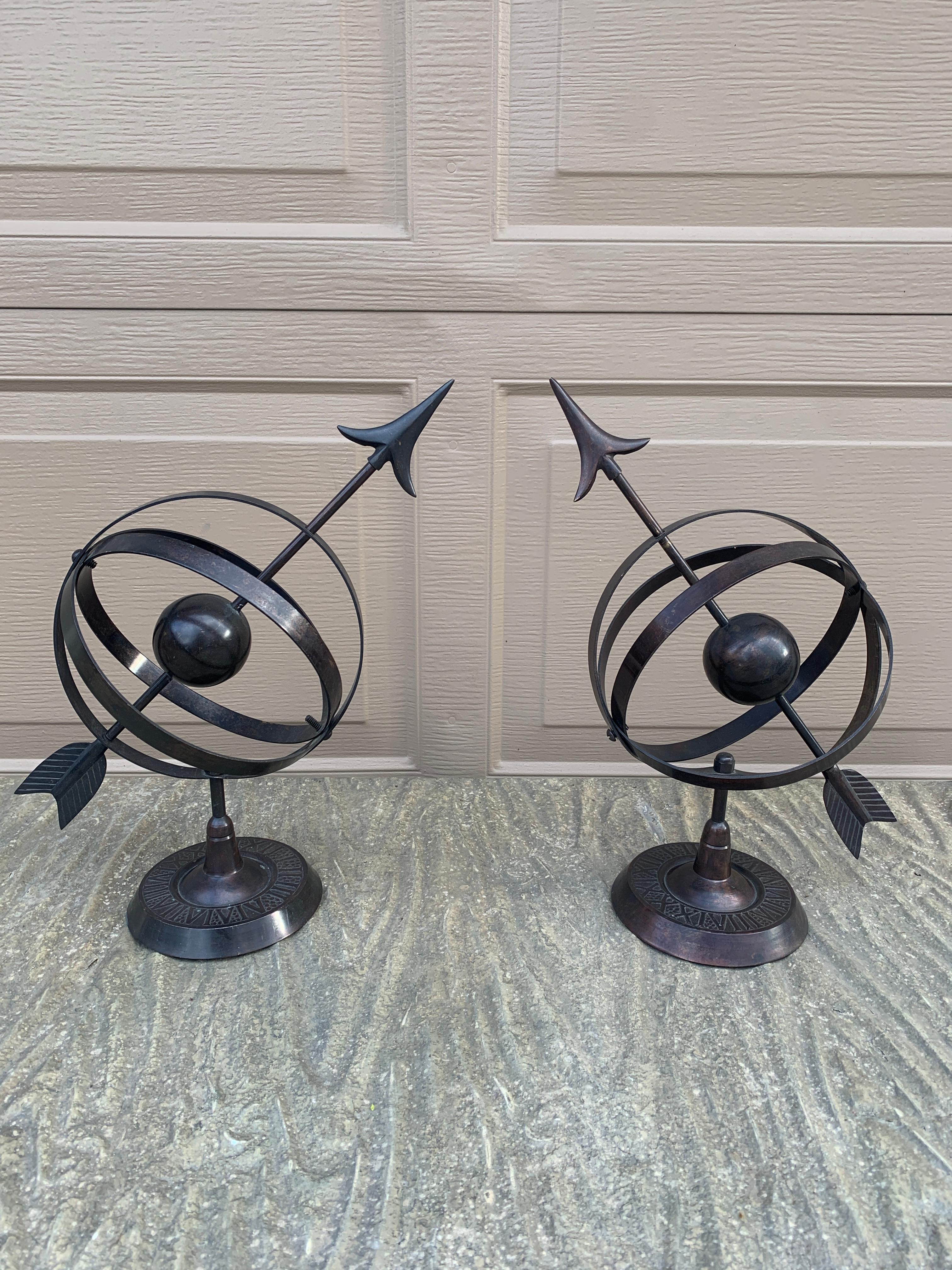 Relojes de Sol Armilares de Bronce para Jardín, Pareja en venta 9