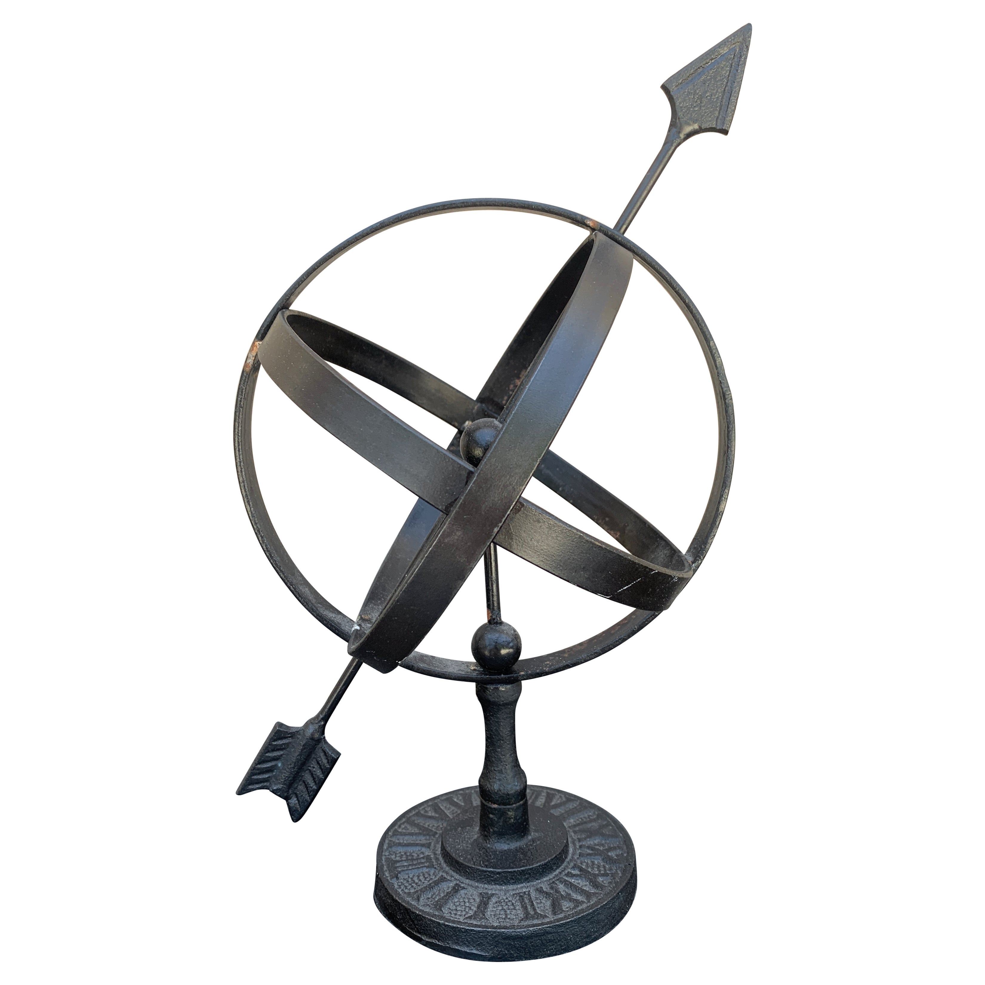 Vintage English Country Iron Garden Armillary Sundial