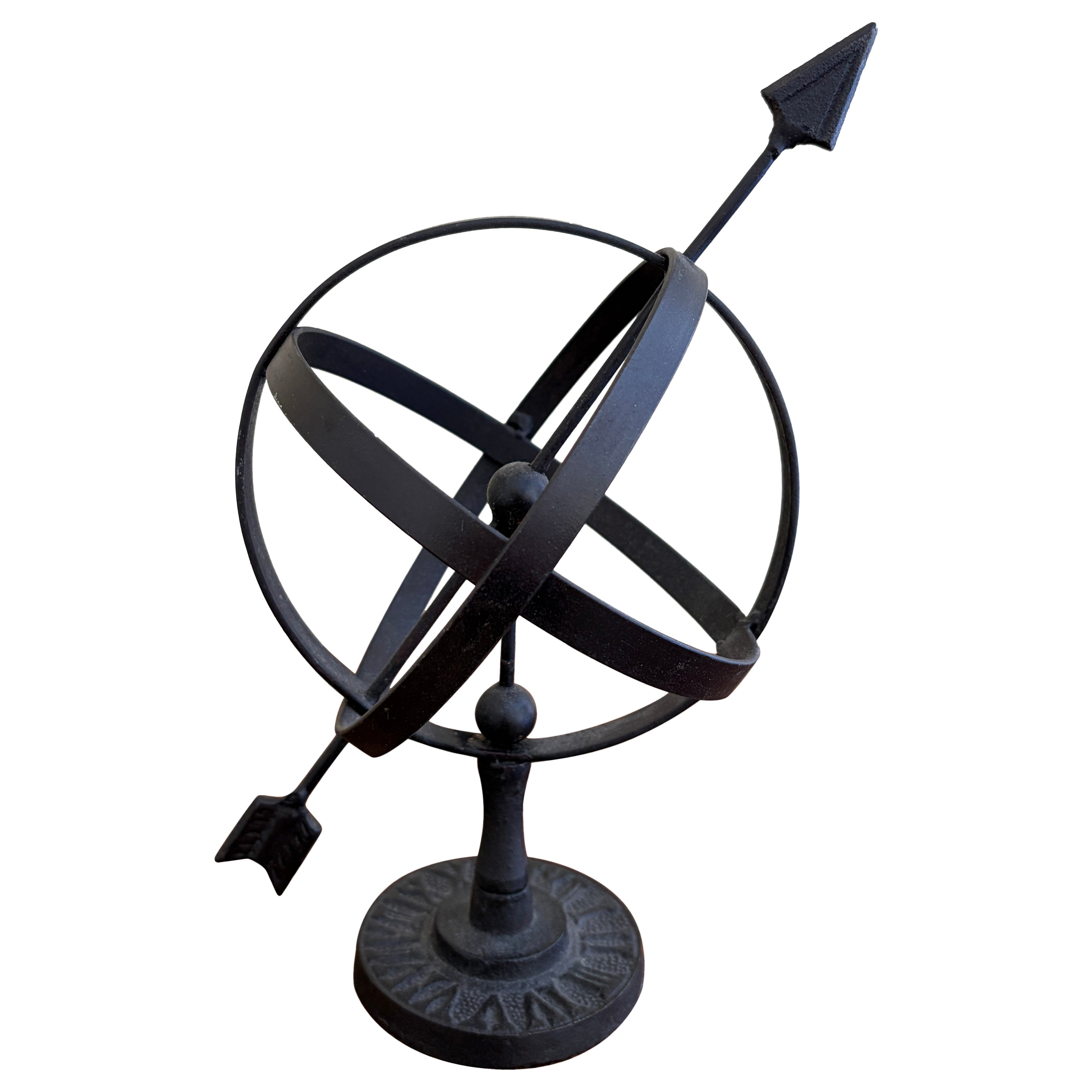 Black Iron Armillary Globe Sculpture – Traditional Landscape & Garden Decor