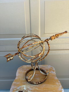 Vintage English Country Iron Garden Armillary Sundial- Outdoor Estate Decor