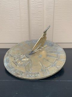 Vintage English Country Iron Garden Sundial "Count None But Sunny Hours"