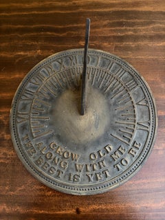 Vintage English Country Iron Garden Sundial "Grow Old Along With Me"