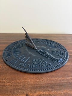 Vintage English Country Iron Garden Sundial "Grow Old Along With Me"