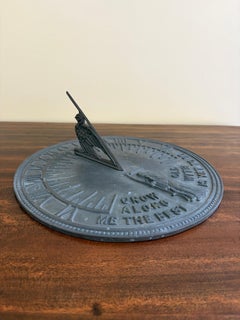 Vintage English Country Iron Garden Sundial "Grow Old Along With Me"