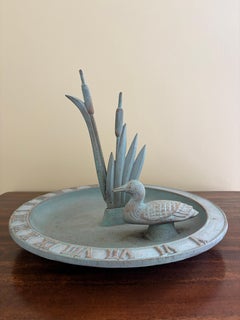 Vintage English Country Iron Garden Sundial With Duck- Outdoor Estate Decor