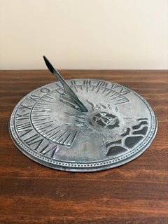 Vintage English Country Iron Garden Sundial With Sun