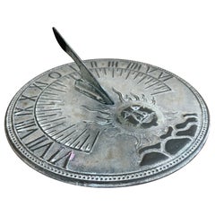 Vintage English Country Iron Garden Sundial With Sun