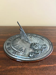 Vintage English Country Iron Garden Sundial With Sun- Outdoor Estate Decor