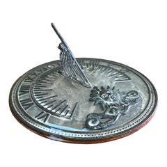Vintage English Country Iron Garden Sundial With Sun- Outdoor Estate Decor