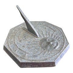 Vintage English Country Iron Garden Sundial With Sun- Outdoor Estate Decor