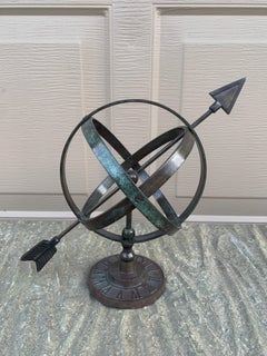 Cadran solaire armillaire de jardin en fer Verdigris Vintage English Country