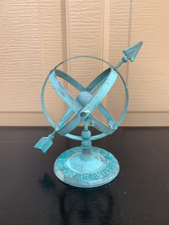 Verdigris Iron Armillary Sphere on Stand – European Garden Accent
