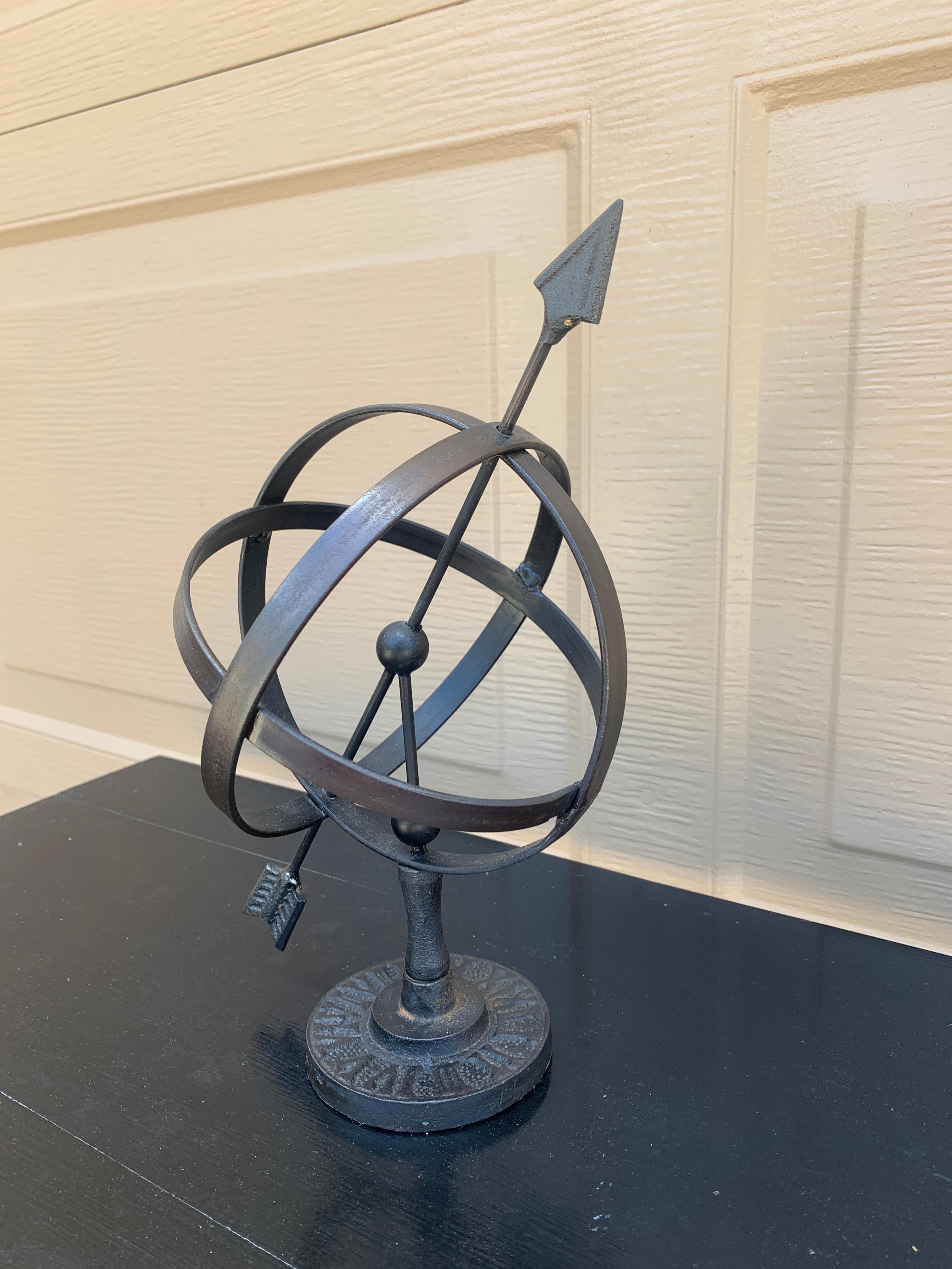Néoclassique Cadran solaire armillaire de jardin en fer Verdigris Vintage English Country en vente