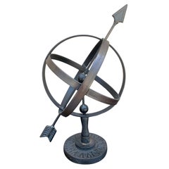 Vintage English Country Iron Verdigris Garden Armillary Sundial
