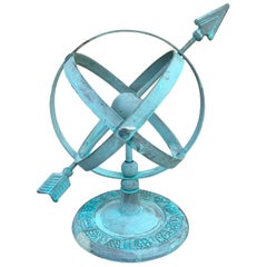 Cadran solaire armillaire de jardin en fer Verdigris Vintage English Country