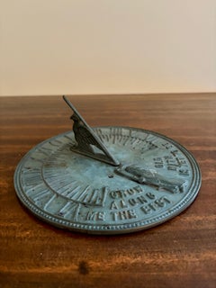 Meridiana da giardino vintage inglese in ferro Verdigris "Grow Old Along With Me" (Invecchia insieme a me)